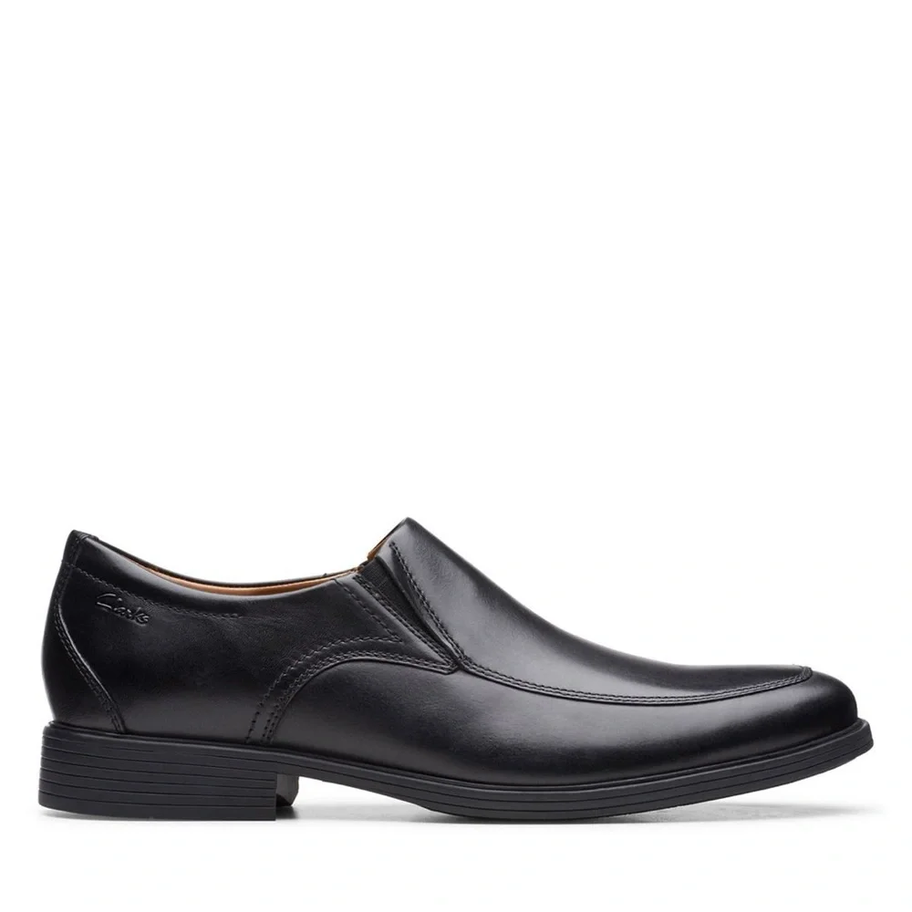 Clarks Whiddon Black Leather Slip-On Loafer Step Comfort Dress Shoes Men’s 12